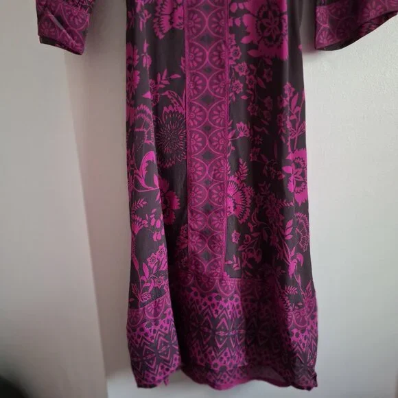 Monsoon Magenta Pink and Black Floral Midi Dress - Picture 5 of 10